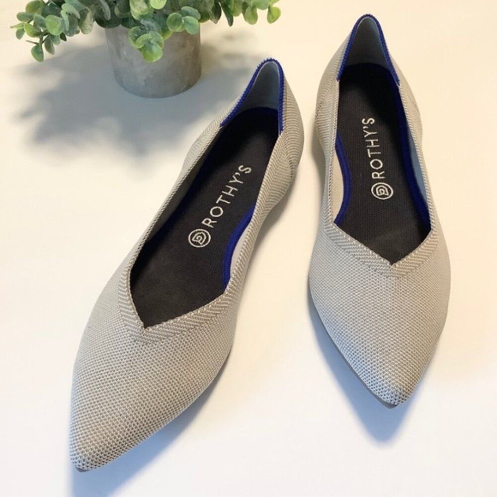 Rothy’s The Point Flax Gray Flats Sz 12